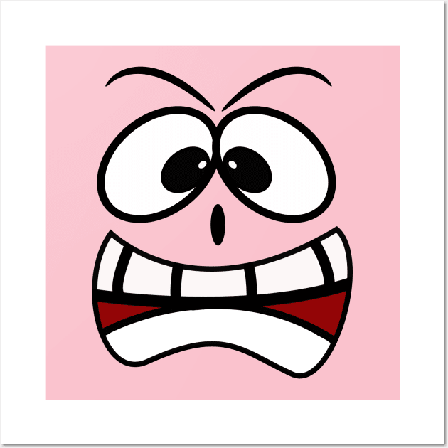 Scared Funny Face Cartoon Emoji Wall Art by AllFunnyFaces